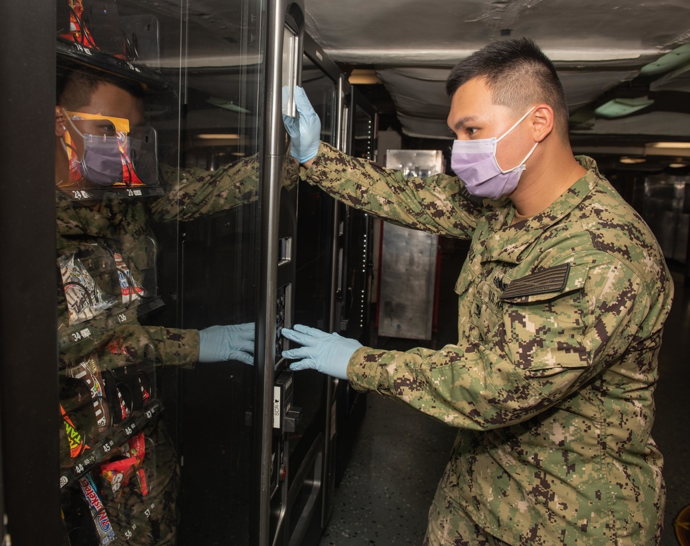 U.S Sailor works in ship