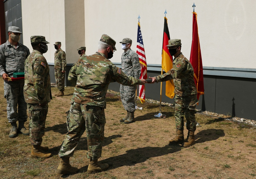 Airmen of the 603rd Air Operations Center awarded an Army Achievement Medal