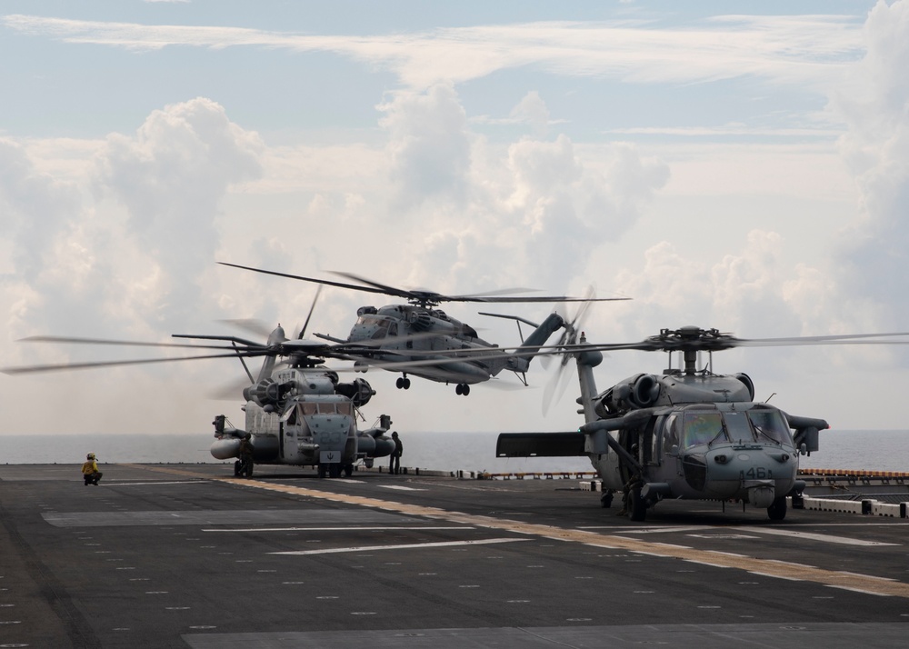 USS Bataan (LHD 5) Flight Operations and 26th MEU Offload