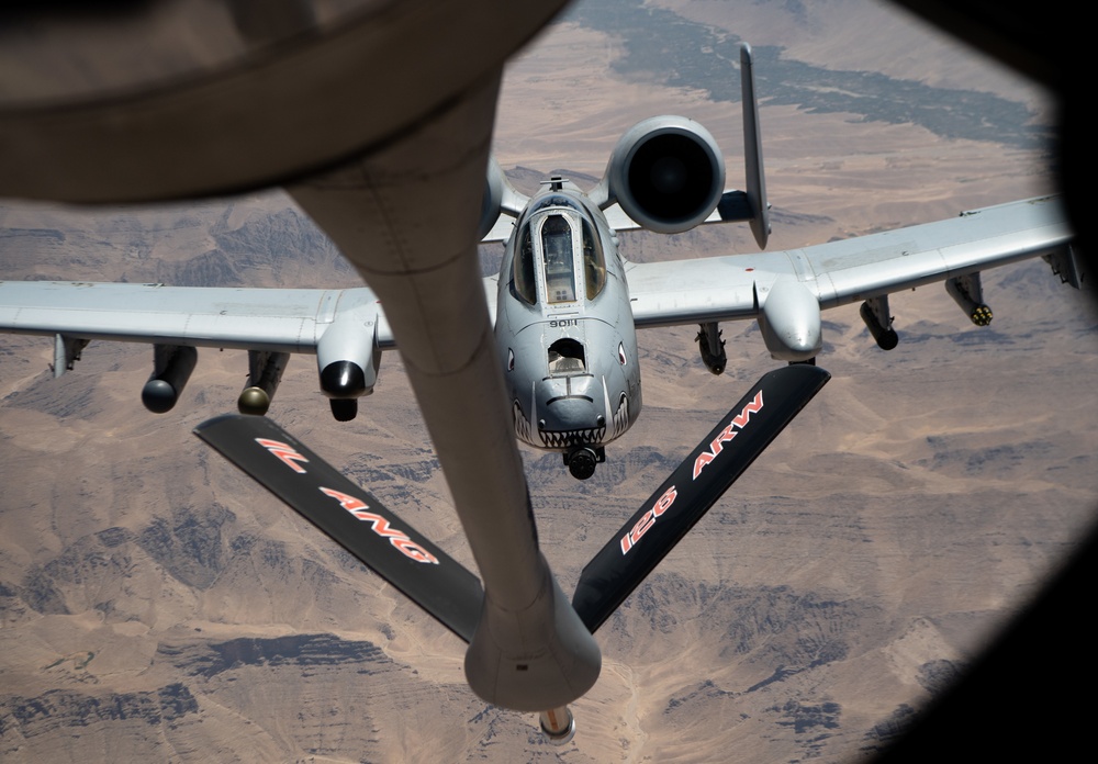 KC-135 refuels A-10s over Afghanistan