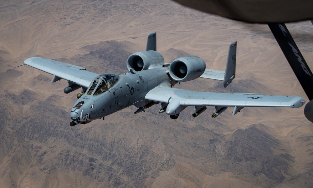 KC-135 refuels A-10s over Afghanistan