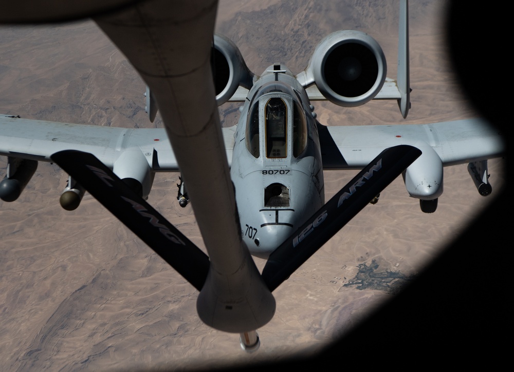 KC-135 refuels A-10s over Afghanistan