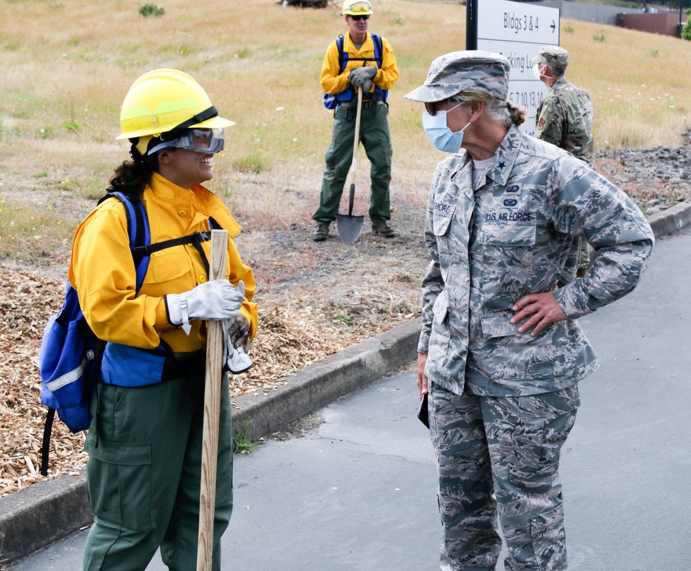 Brig. Gen. Donna Prigmore visits National Guard members conducting wildland firefighter training