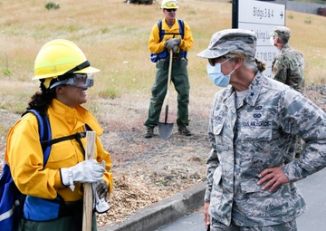 Brig. Gen. Donna Prigmore visits National Guard members conducting wildland firefighter training