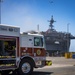 Sailors and Federal San Diego Firefighters fight fire aboard USS Bonhomme Richard