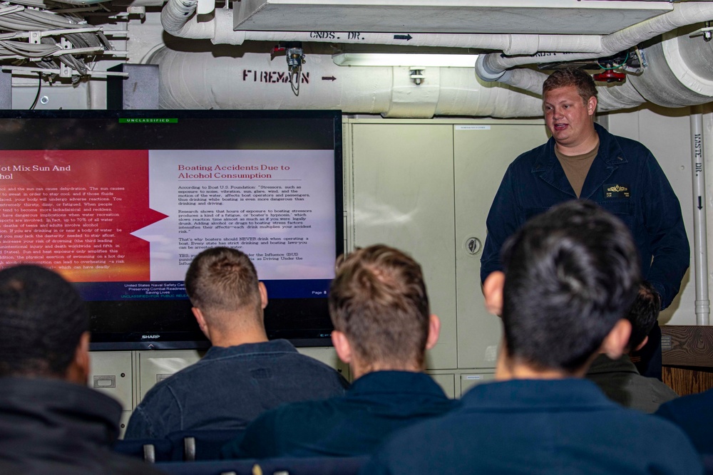 Sailors attend a safety stand down