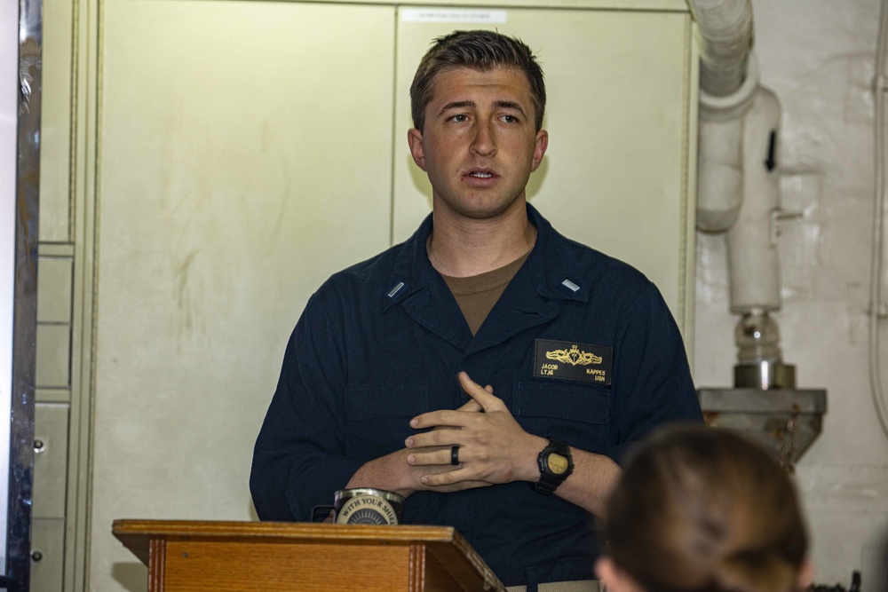 Sailors attend a safety stand down