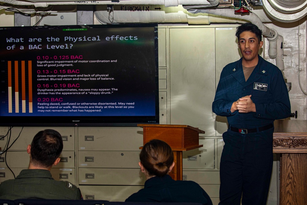 Sailors attend a safety stand down