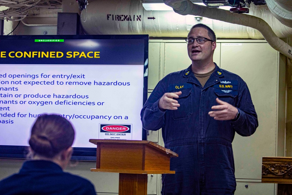 Sailors attend a safety stand down