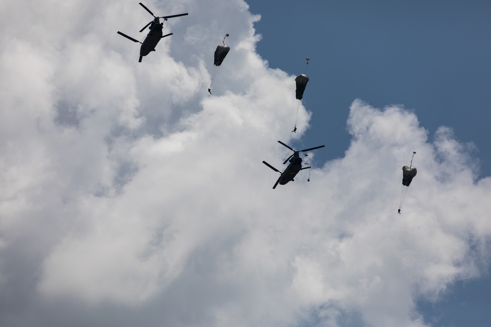 Paratroopers participate in the annual St. Michael's Jump at Ft. Bragg