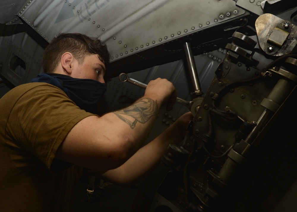 U.S. Navy Sailors Prepare Helicopter for Flight Operations