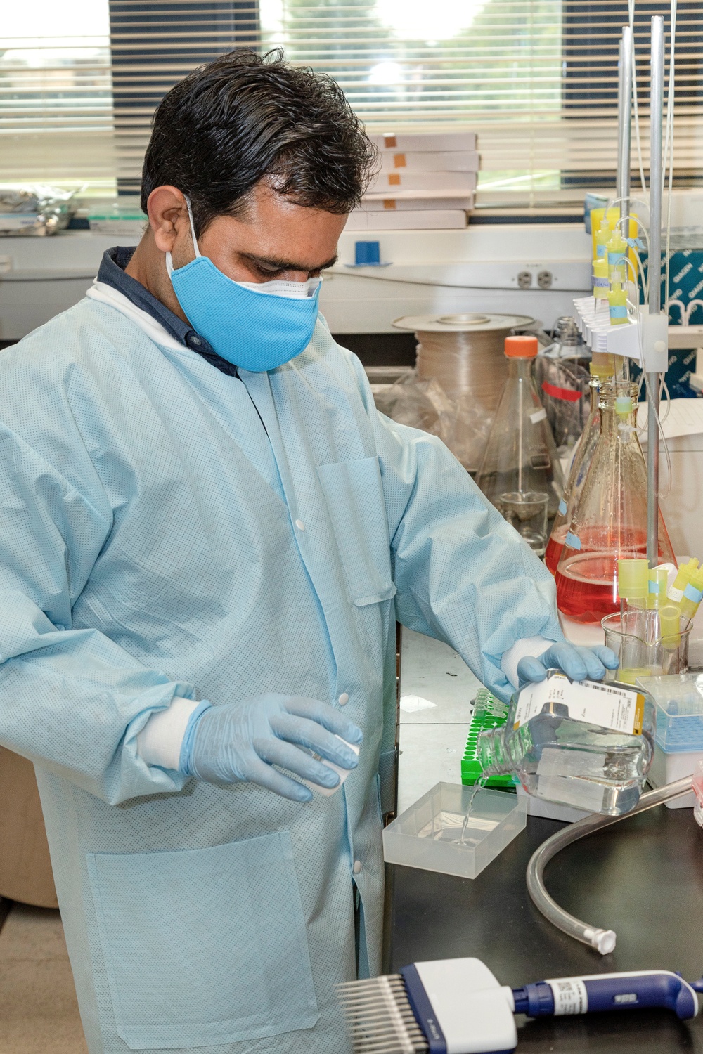 Scientists with the Emerging Infectious Disease branch at the Walter Reed Army Institute of Research conducts studies in order to find a solution for the COVID-19 Coronavirus.