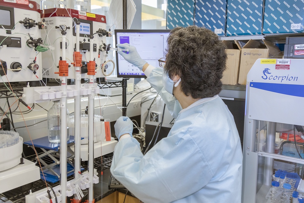 Scientists with the Emerging Infectious Disease branch at the Walter Reed Army Institute of Research conducts studies in order to find a solution for the COVID-19 Coronavirus.
