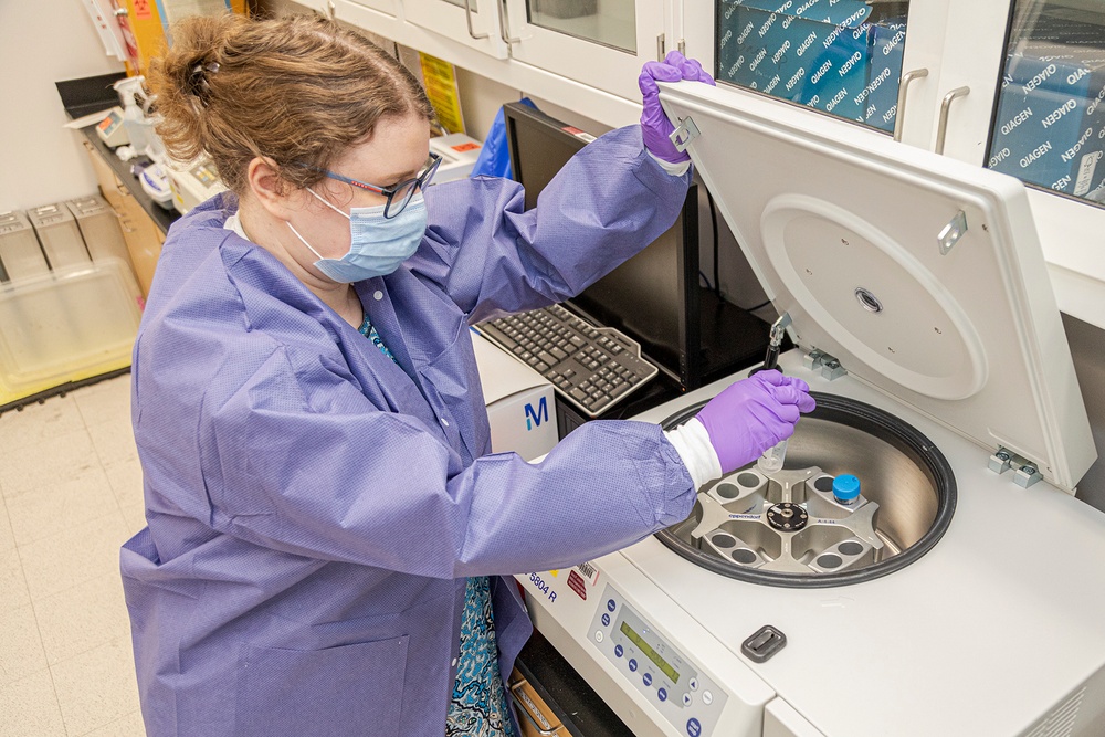 A scientists with the Emerging Infectious Disease branch at the Walter Reed Army Institute of Research conducts studies in order to find a solution for the COVID-19 Coronavirus.