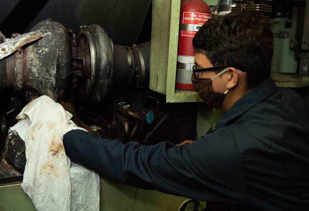 A Marine Conducts Maintanence