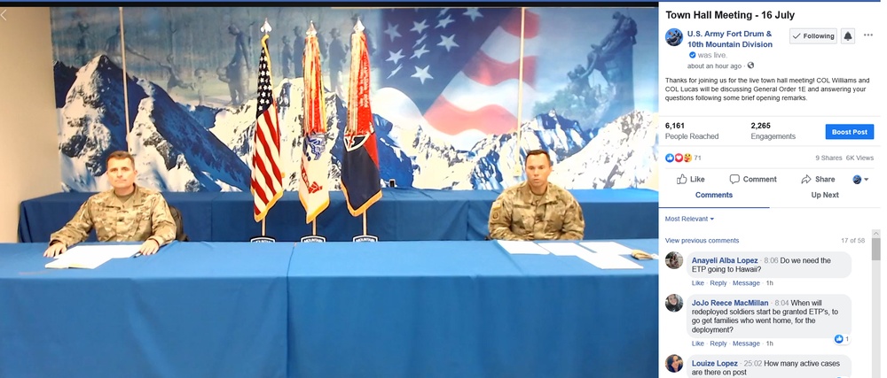 Fort Drum leaders respond to questions on latest COVID-19 measures