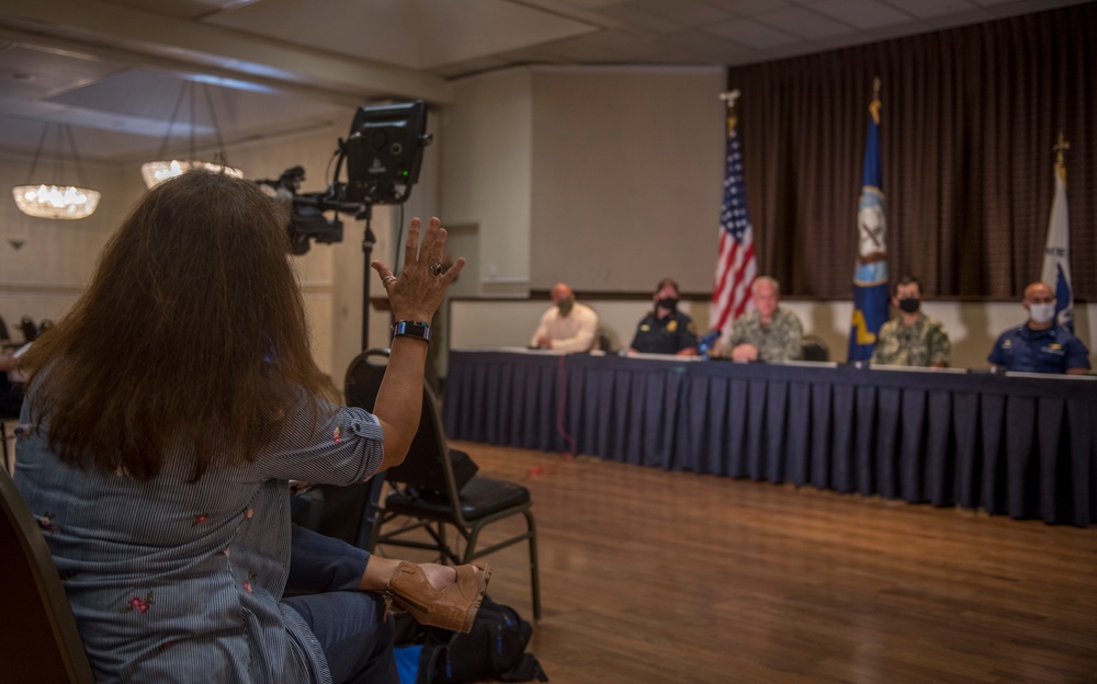 USS Bonhomme Richard (LHD 6) fire leadership hold press conference