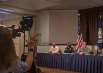 USS Bonhomme Richard (LHD 6) fire leadership hold press conference