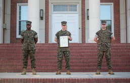 Marine Promoted to Master Sgt. By His Recruiter and Senior Drill Instructor