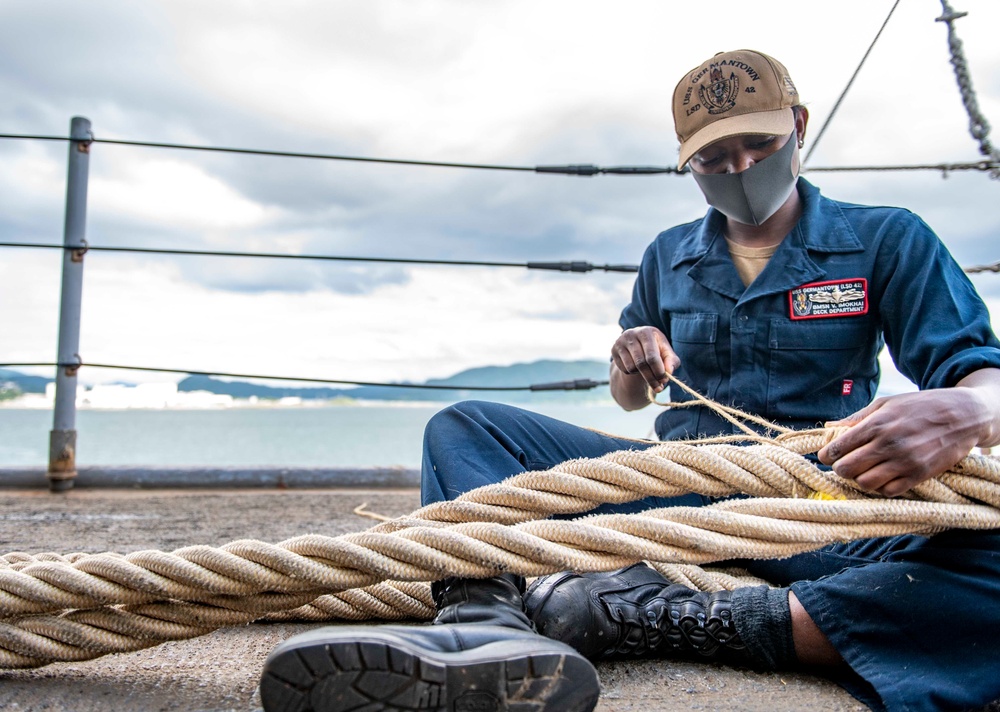 Sailors Aboard USS Germantown (LSD 42) Conduct Daily Operations at Sea