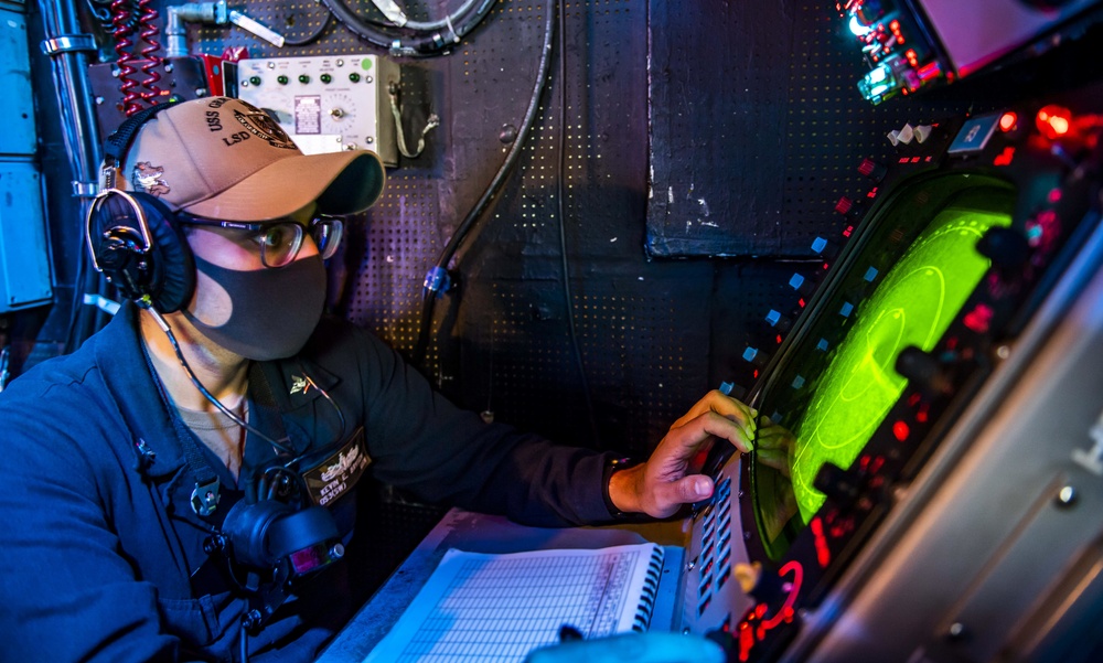 Sailors Aboard USS Germantown (LSD 42) Stand Watch in the Combat Information Center