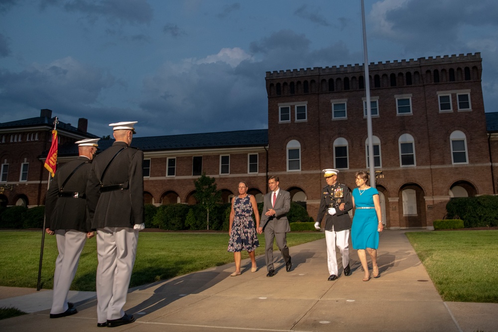 Defense Secretary Dr. Mark T. Esper, attends U.S. Marine Evening Parade