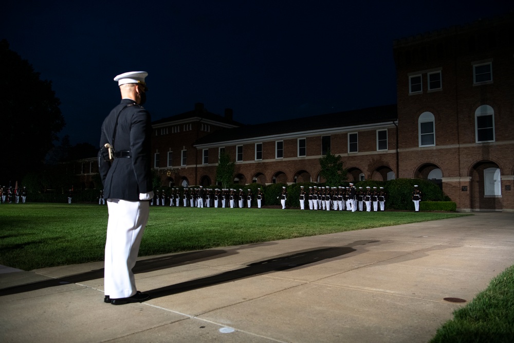Defense Secretary Dr. Mark T. Esper, attends U.S. Marine Evening Parade