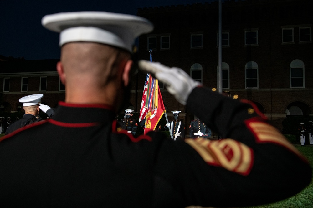 Defense Secretary Dr. Mark T. Esper, attends U.S. Marine Evening Parade