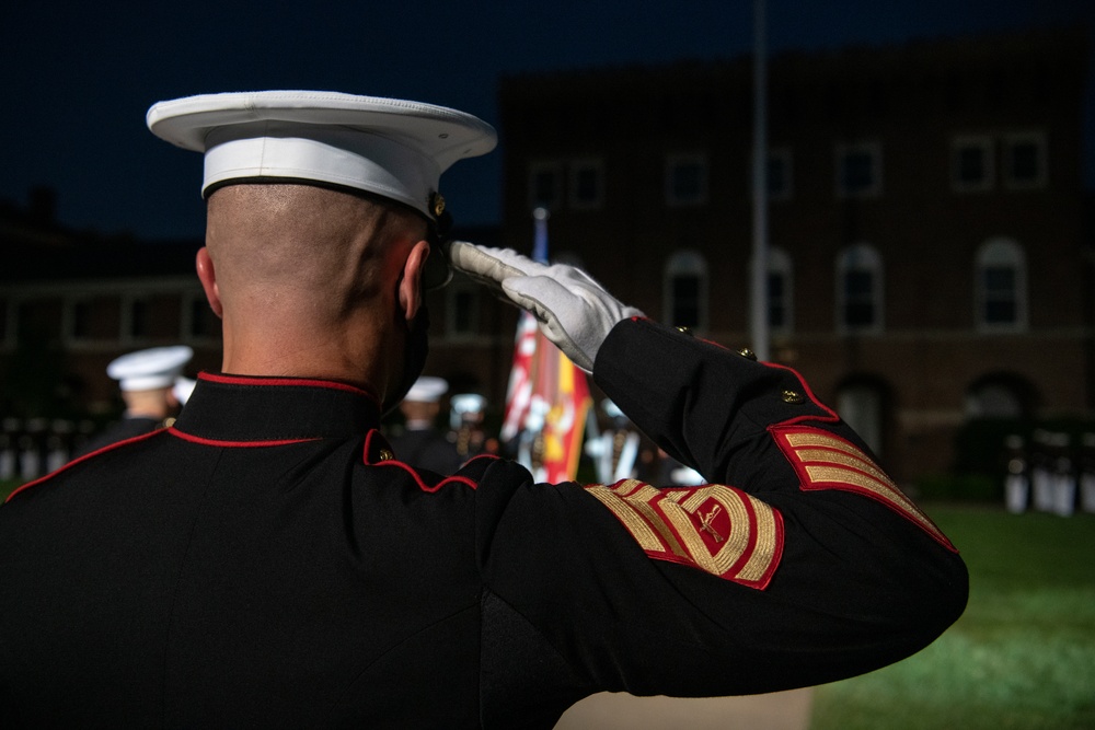 Defense Secretary Dr. Mark T. Esper, attends U.S. Marine Evening Parade