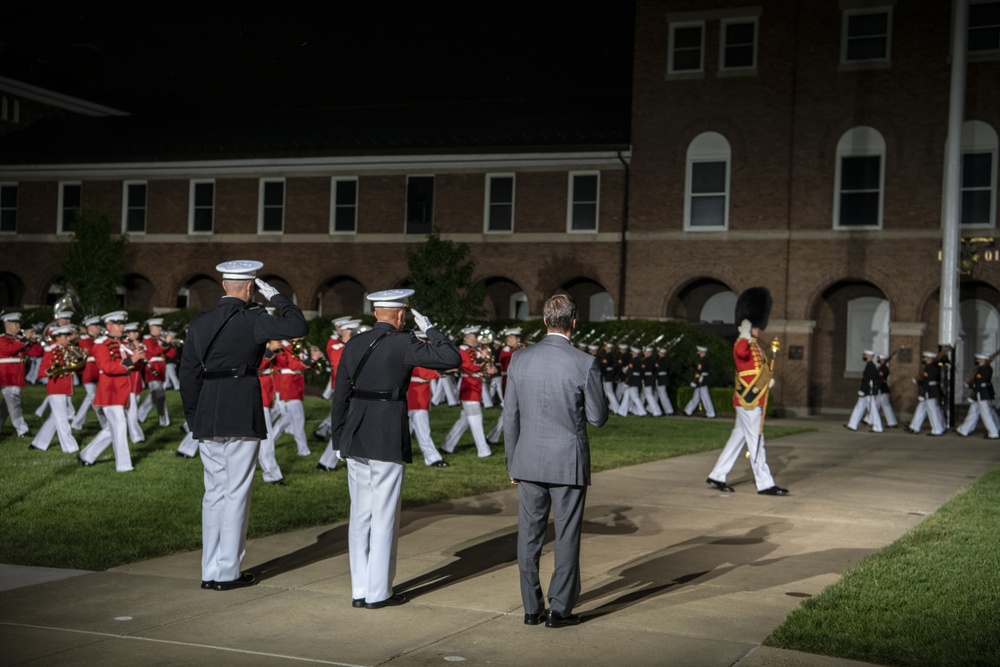 Defense Secretary Dr. Mark T. Esper, attends U.S. Marine Evening Parade