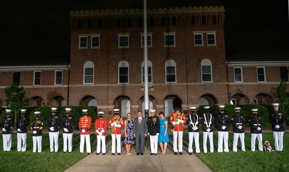 Defense Secretary Dr. Mark T. Esper, attends U.S. Marine Evening Parade