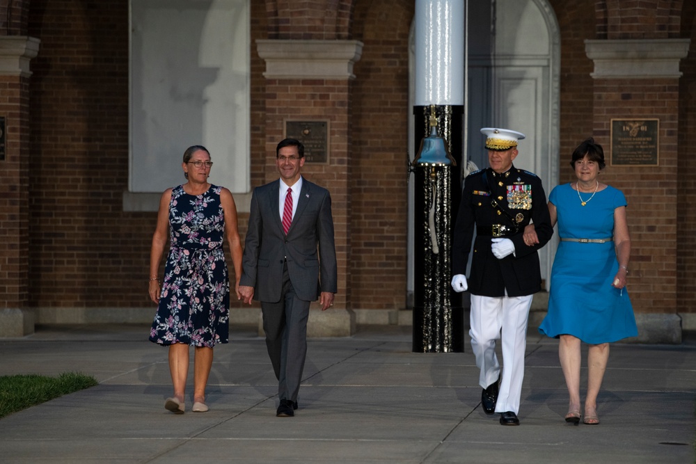 Defense Secretary Dr. Mark T. Esper, attends U.S. Marine Evening Parade