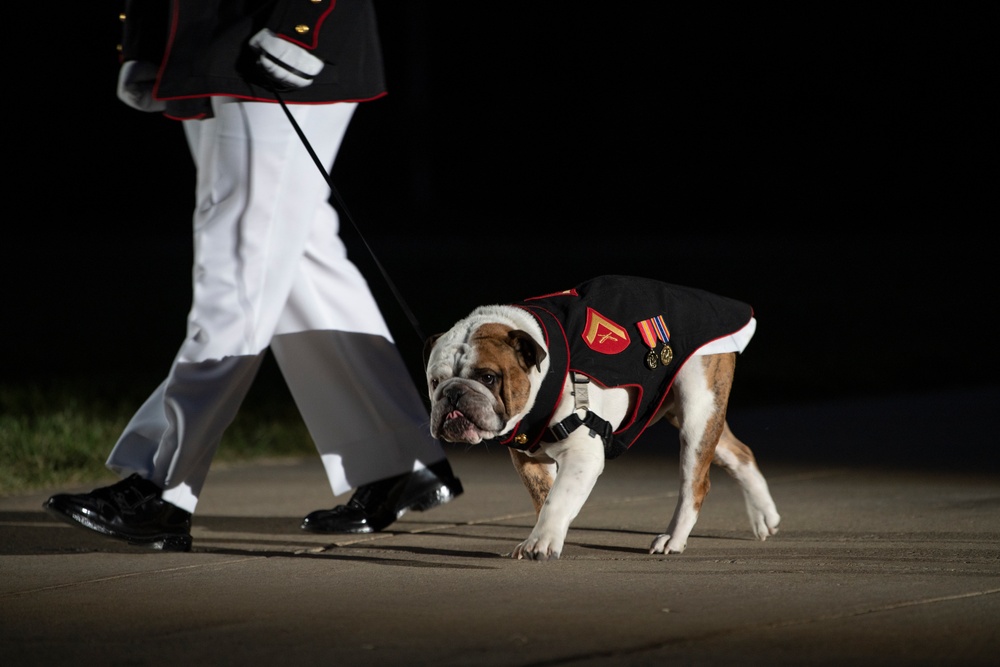 Defense Secretary Dr. Mark T. Esper, attends U.S. Marine Evening Parade