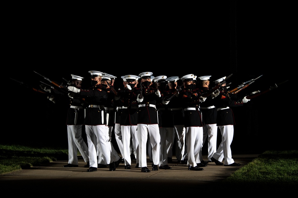 Defense Secretary Dr. Mark T. Esper, attends U.S. Marine Evening Parade
