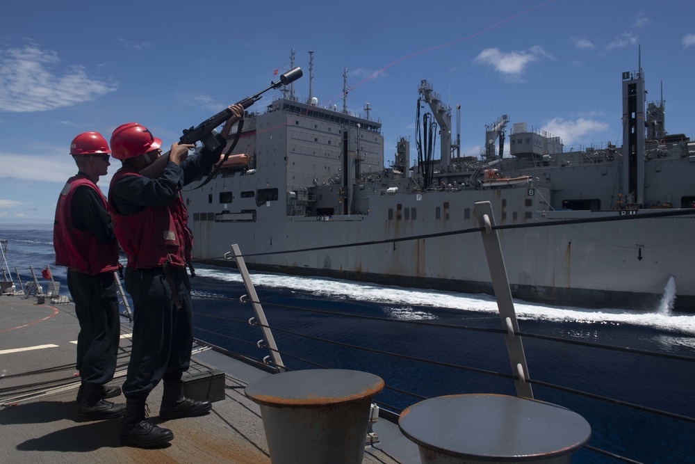 USS Mustin Conducts Replenishment-at-Sea