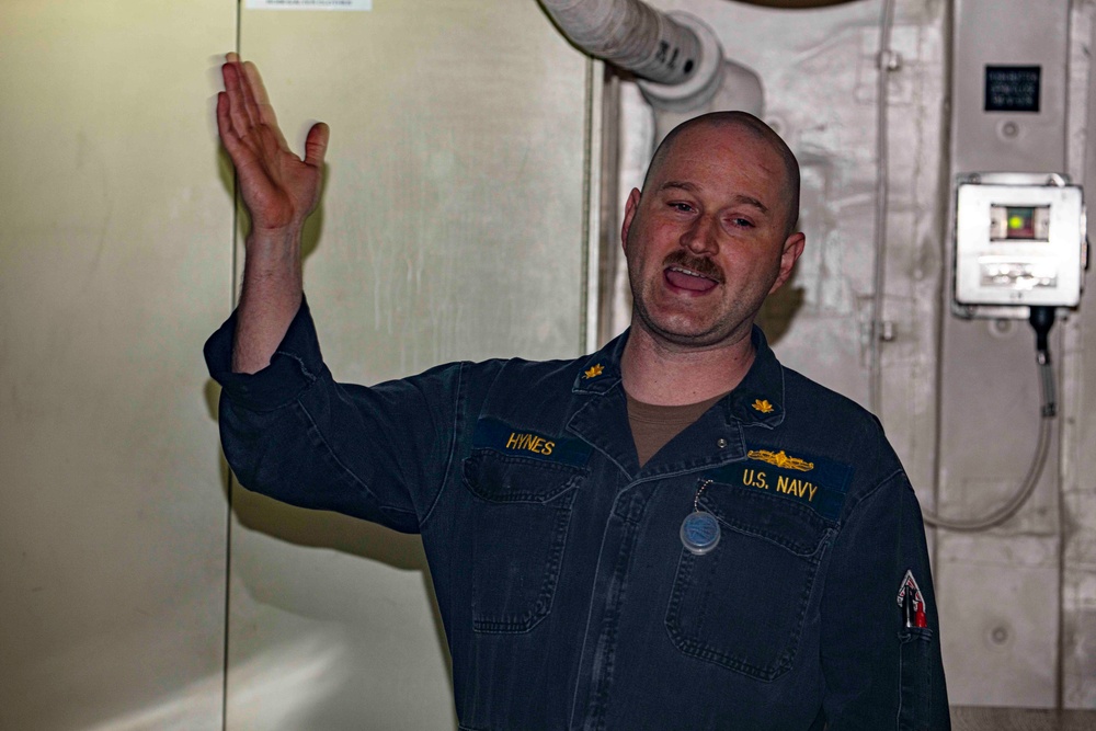 Sailors take part in Damage Control training aboard the New York