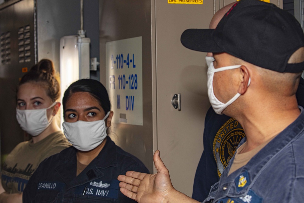 Sailors take part in Damage Control training aboard the New York