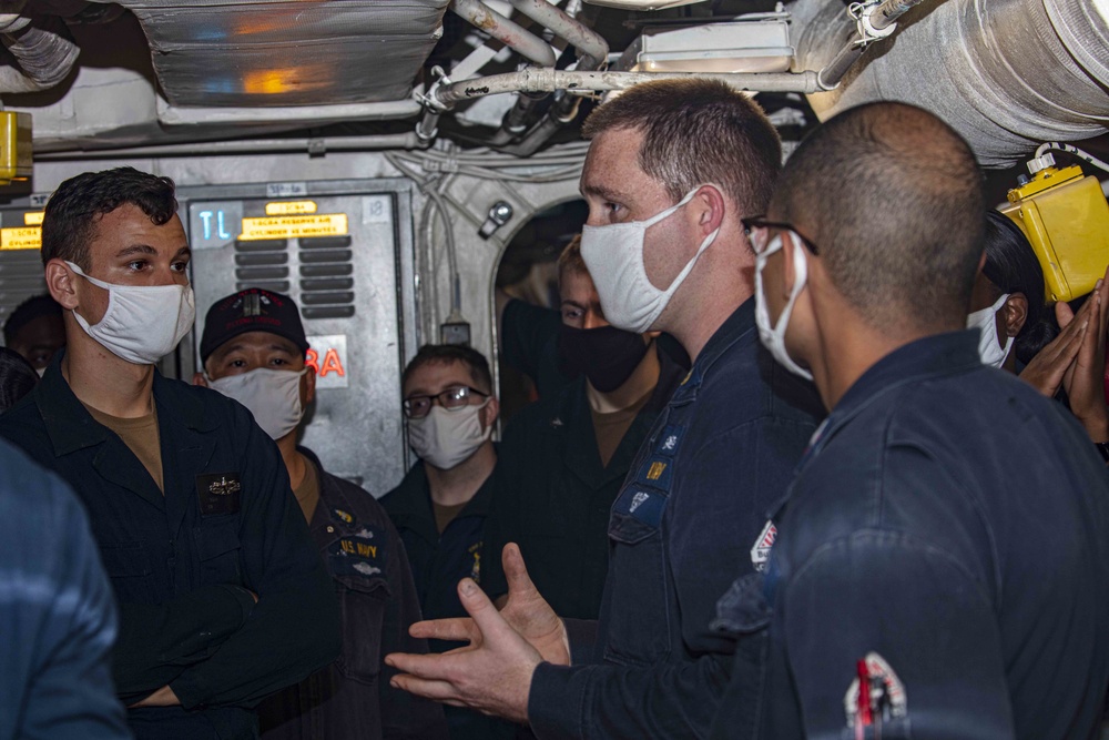 Sailors take part in Damage Control training aboard the New York