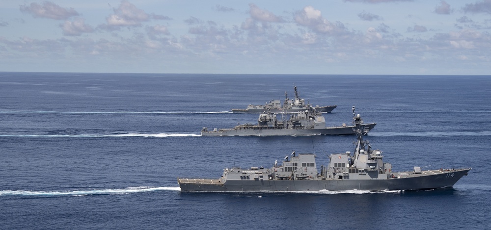 Nimitz Carrier Strike Group joins Indian Navy for cooperative deployment.
