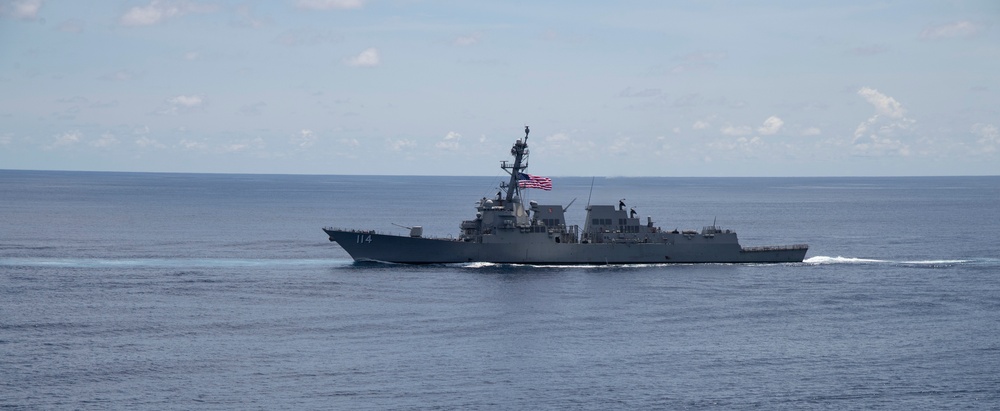 Nimitz Carrier Strike Group joins Indian Navy for cooperative deployment.