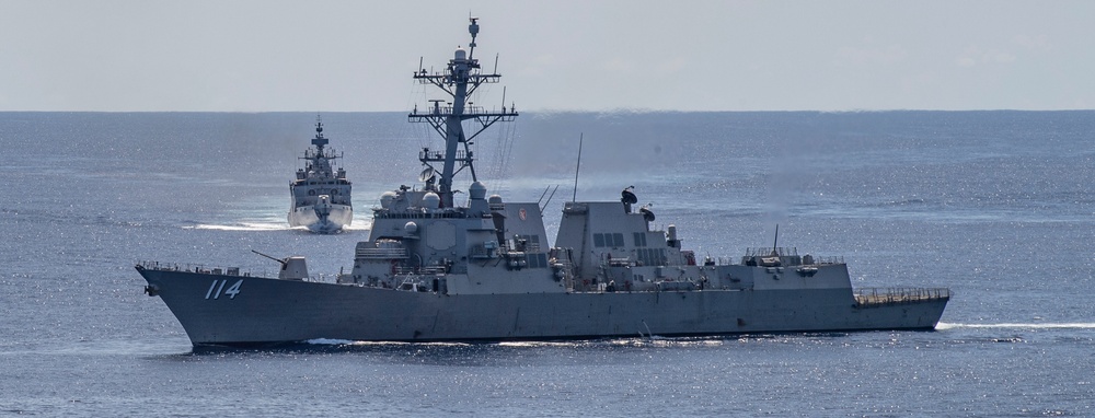 Nimitz Carrier Strike Group joins Indian Navy for cooperative deployment.