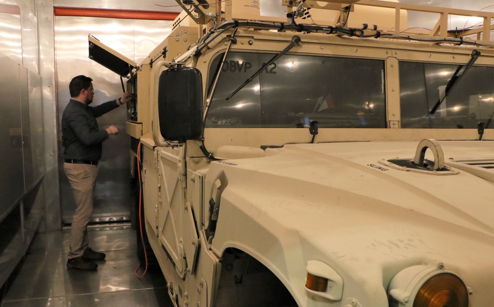 C5ISR Center works on Humvee in environmental test chamber