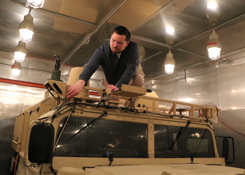 C5ISR Center works on Humvee in environmental test chamber