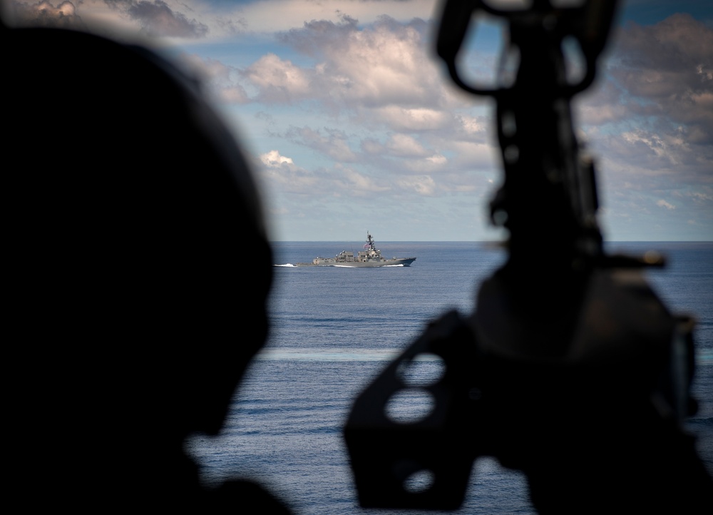 Nimitz Carrier Strike Group joins Indian Navy for cooperative deployment.