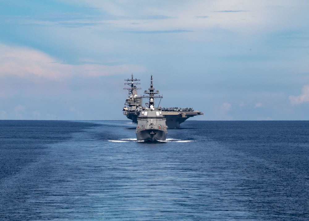 USS Mustin Sails With USS Ronald Reagan and JS Teruzuki