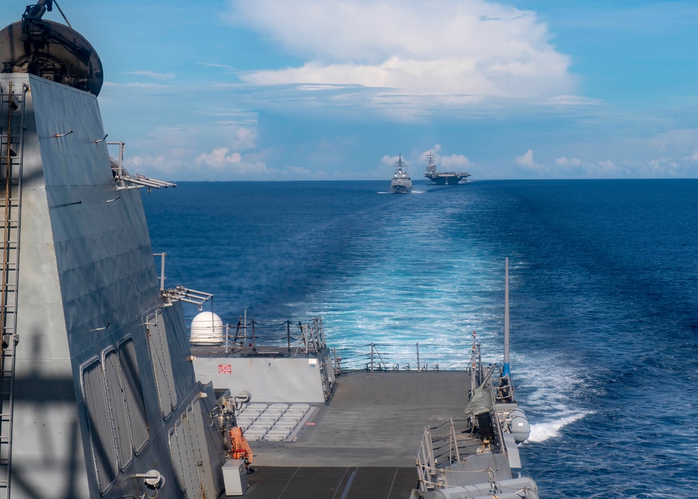 USS Mustin Sails With USS Ronald Reagan and JS Teruzuki