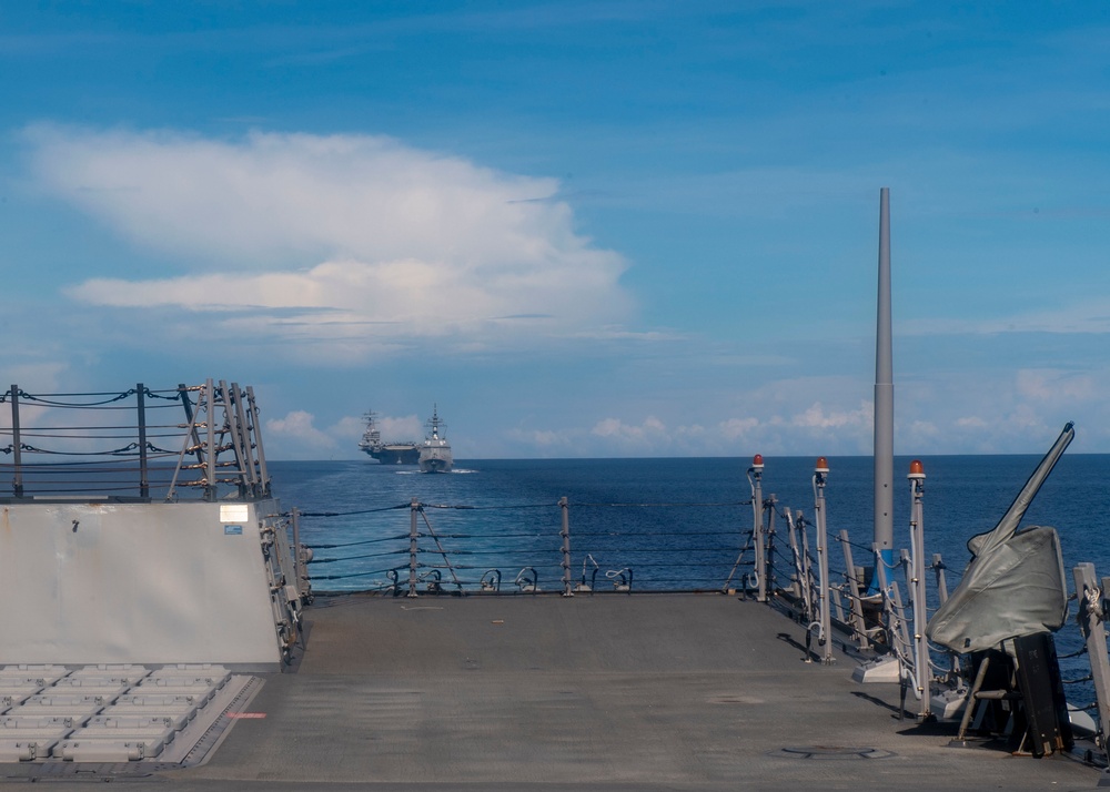 USS Mustin Sails With USS Ronald Reagan and JS Teruzuki