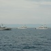 US NAVY and JMSDF mine countermeasures ships sail together for a PHOTOEX