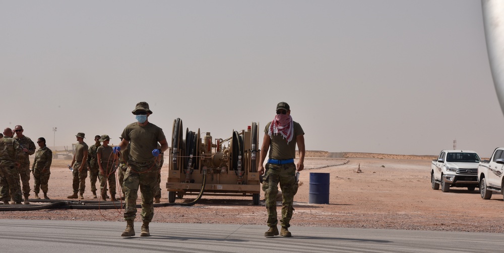 387th ELRS installs rapid refuel line on flightline