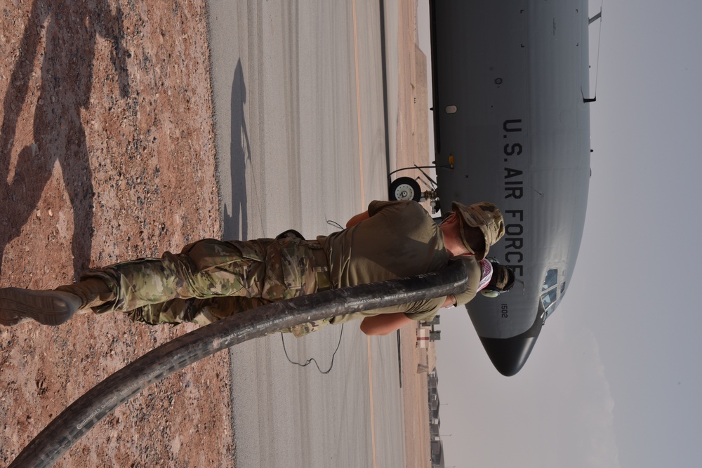 387th ELRS installs rapid refuel line on flightline